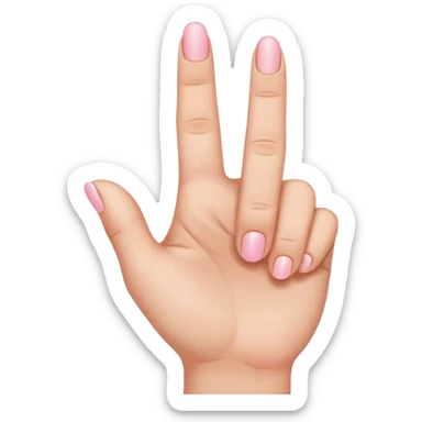 hand gesture with middle finger, index finger, and thumb out, pinky and ring finger down sticker
