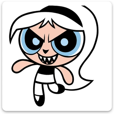 Add a scary face with sharper teeth, slightly menacing eyes, and a subtle creepy expression. Keep the picture quality and style exactly the same with no other changes. sticker