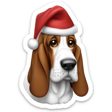 Basset hound christmas sticker