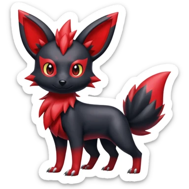  Shiny red Zorua-Umbreon-Salandit-Jolteon-fusion sticker