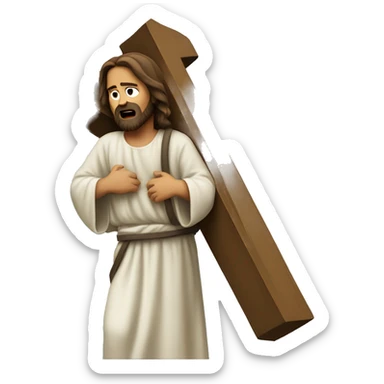 Jesus carrying a cross, struggling  sticker