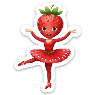 Strawberry fruit dancing ballet sticker