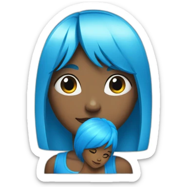 girl with blue hair bang sticker
