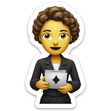 A theater actress holds a chatbot in her hands sticker