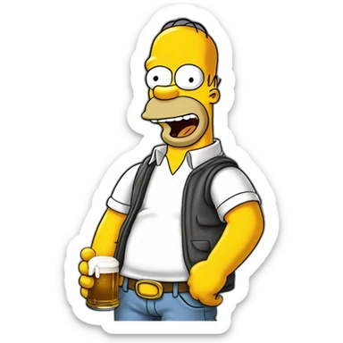 homer simpson holding a beer sticker