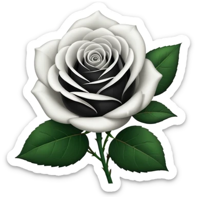 Black and white rose combine with stems sticker