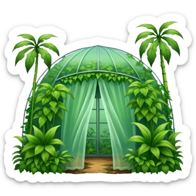 Create a greenhouse effect humid weather landskape imag humid more humid add draps falling sticker