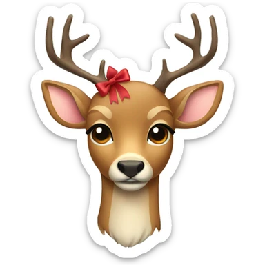 a deer wearing a bow sticker