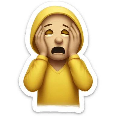 Frustrated yellow man with head in hands sticker