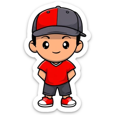 boy avatar with baseball cap and red t-shirt sticker
