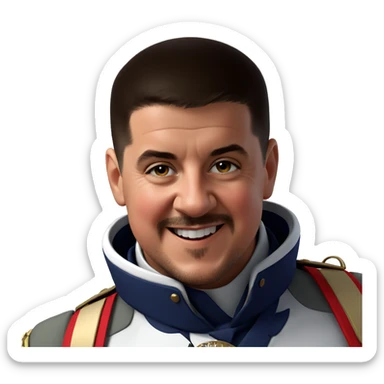 smiling boy in military uniform sticker