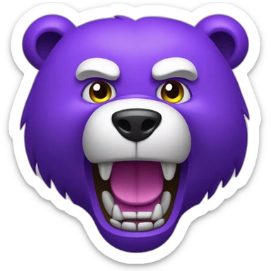 Angry Purple bear with white eyes roaring sticker