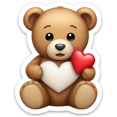 teddy bear holding heart sticker