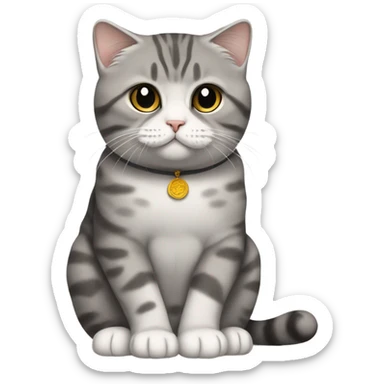 Scottish fold cat grey black tabby sitting like Buddha  sticker