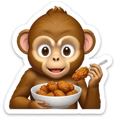 Fried chicken eating a black monkey sticker