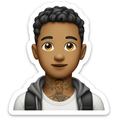 Boy with a tatto on the neck sticker