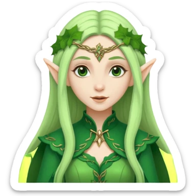 woman elf with leafy clothes sticker