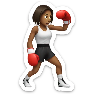 Brunette woman boxer throwing a punch sticker