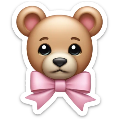 light pink cute teddy bear bow sticker