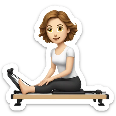 White woman with brown hair on pilates reformer  sticker