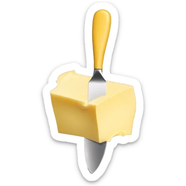 A curl of margarine on the tip of a butter knife sticker