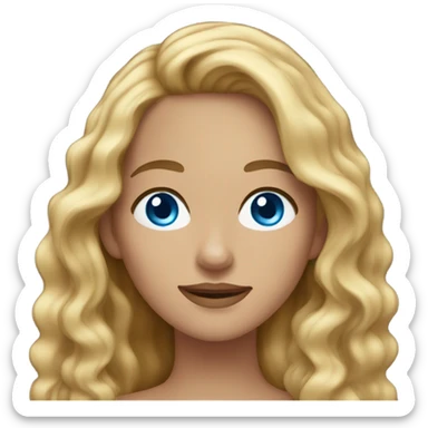 long brown and blonde wavy hair, blue eyes woman sticker