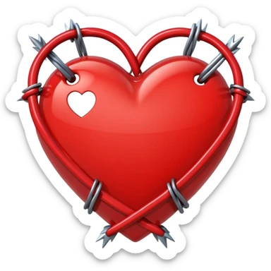 red heart emoji surrounded by metallic barbed wire sticker
