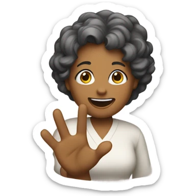 Can you create a mom emoji waving her hand? sticker