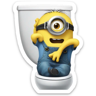 Minion in toilet sticker