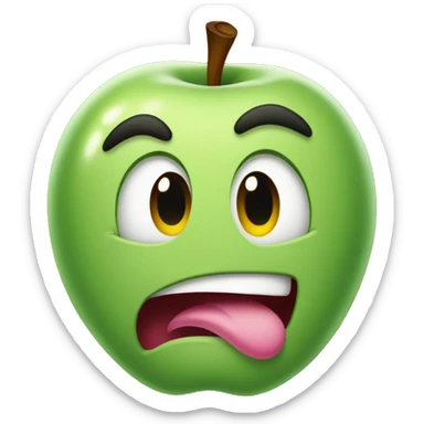 Classic apple type emoji but he has his tongue out sticker