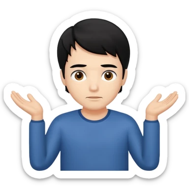 a guy shrugging his shoulders with a black hair sticker