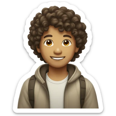 Filipino boy with curly hair smiling sticker