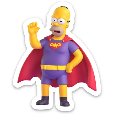 Homer Simpson dressed as a superhero sticker