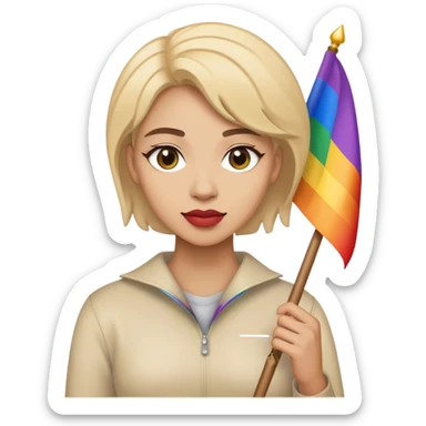 woman with lgbt flag sticker