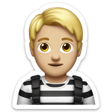 Robber emoji with blonde hair white and black striped shirt  sticker