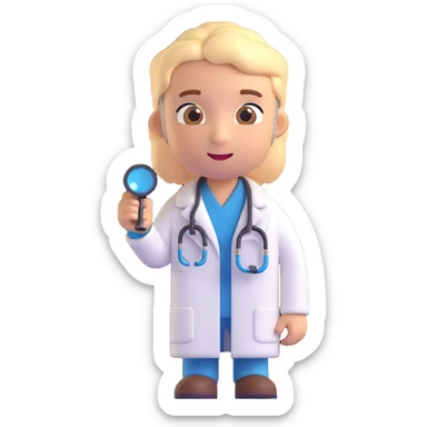 doctor emoji, stethoscope, white coat, friendly expression sticker