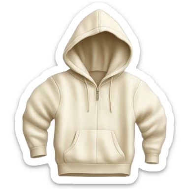 A flat lay of a cream hooded jumper laying down sticker