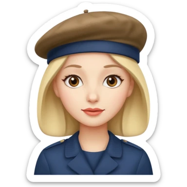 woman with a beret sticker
