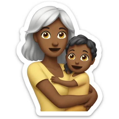 Women holding toddler  sticker