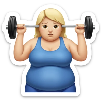 Obese blonde working out  sticker