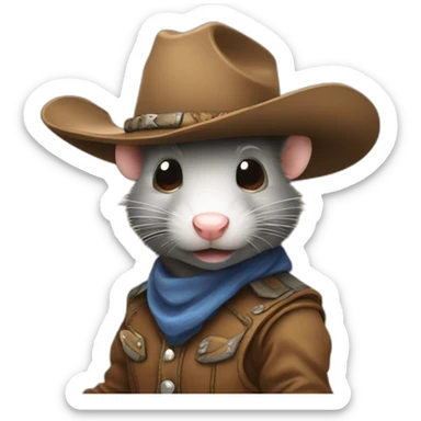 greedy cowboy rat sticker