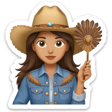 Cowgirl with fan in their hands  sticker