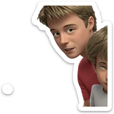 boy with cat by window sticker