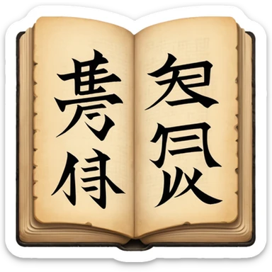 open book with Chinese character 文 on the page sticker