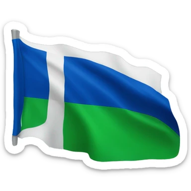 Bandera azul y verde con una J sticker