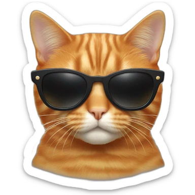 ginger cat wit black sunglass just face only sticker