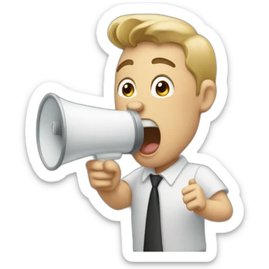man yell with a megaphone sticker