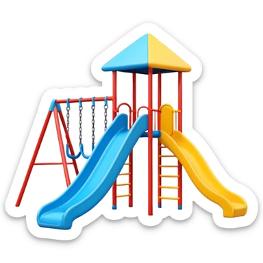 colorful playground with 2 slides and 2 swings, minimal style sticker