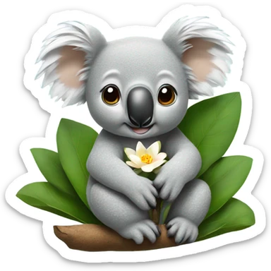 koala has a lotus flower on its head sticker
