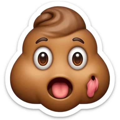 cartoon poop emoji with a surprised expression sticker